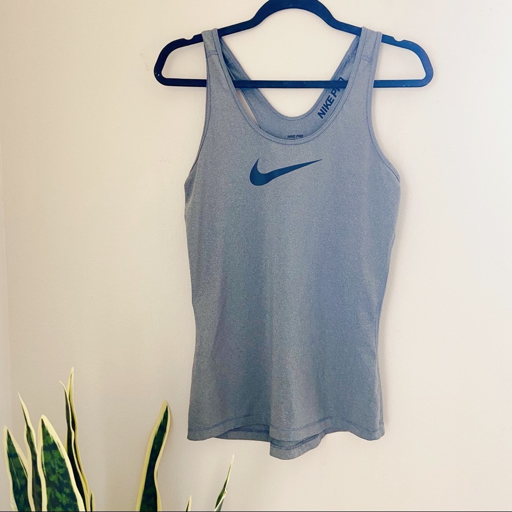NIKE PRO DRI FIT GREY RACERBACK TANK SZ M